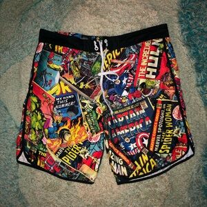 Marvel Comics branded board shorts (Velcro(lower)is rip and almost not working)